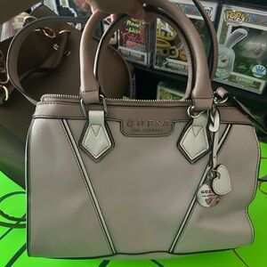 Guess Cream Satchel Bag with Classic Design